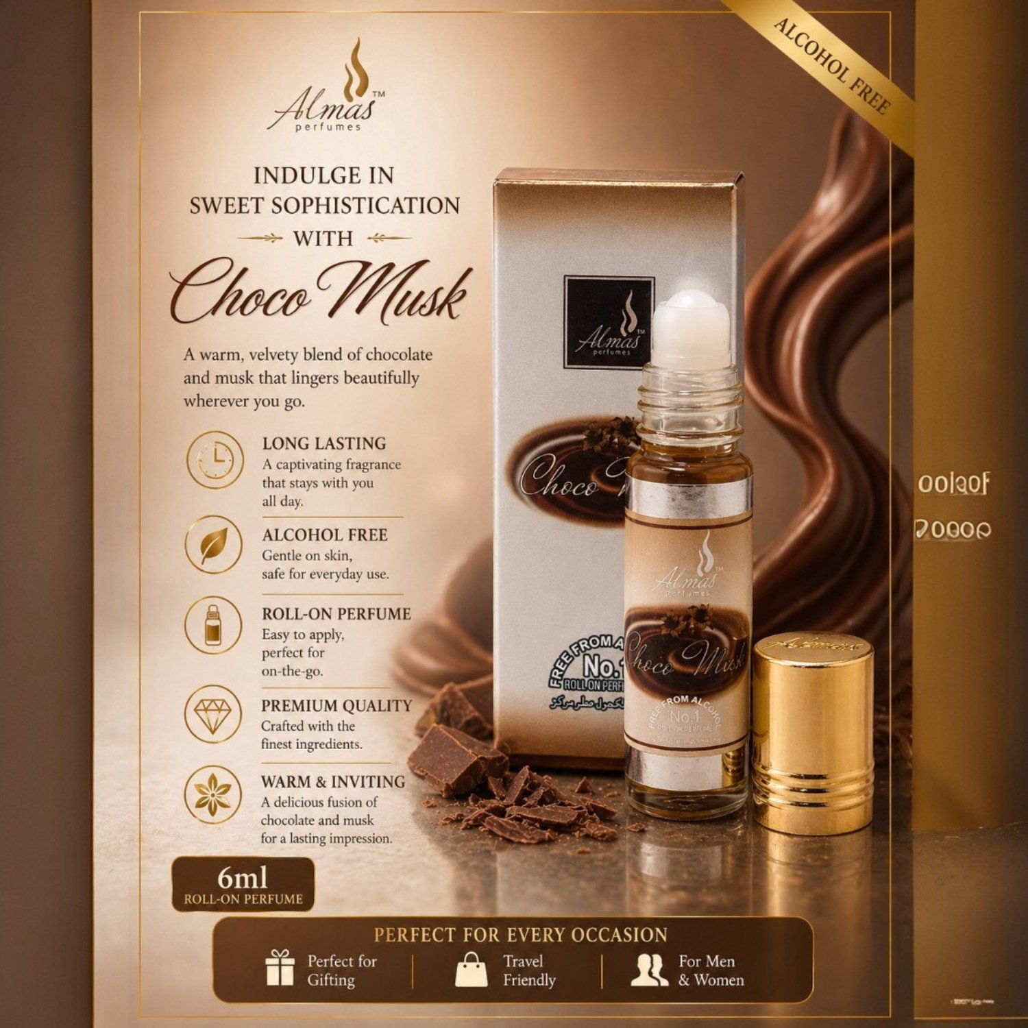 Almas Choco Musk perfumes Roll-on 6ml Almas Choco Musk perfumes Roll-on 6ml