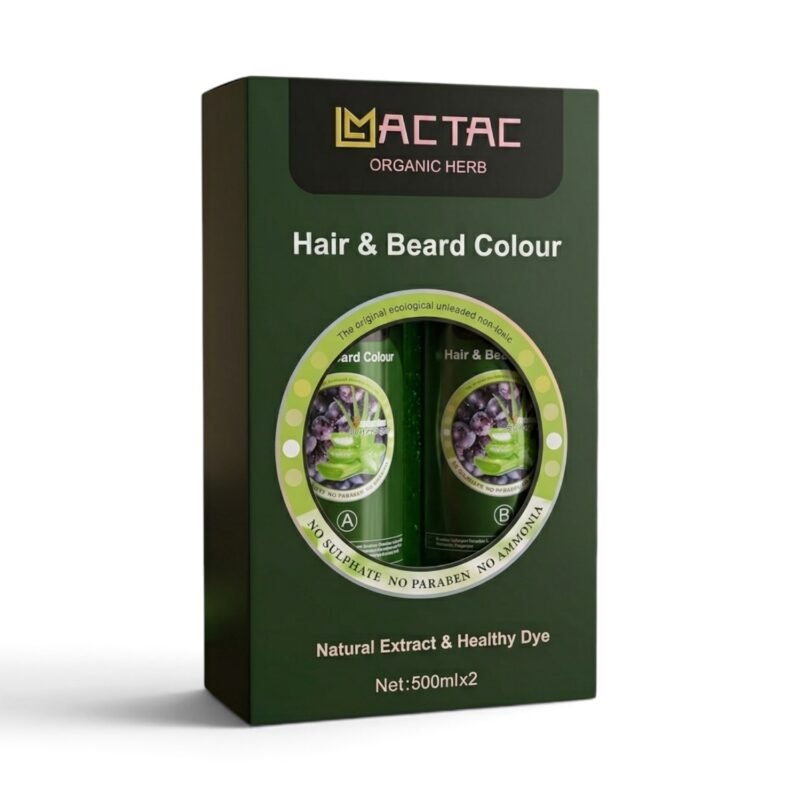 MACTAC Organic Herb Hair & Beard Colour (500ml x 2 / 5 Minutes Black Hair)